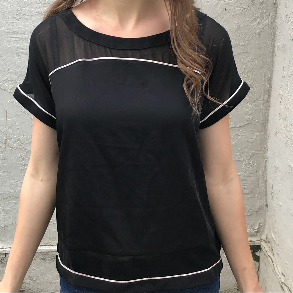 Forever 21 Black Blouse with White Trim